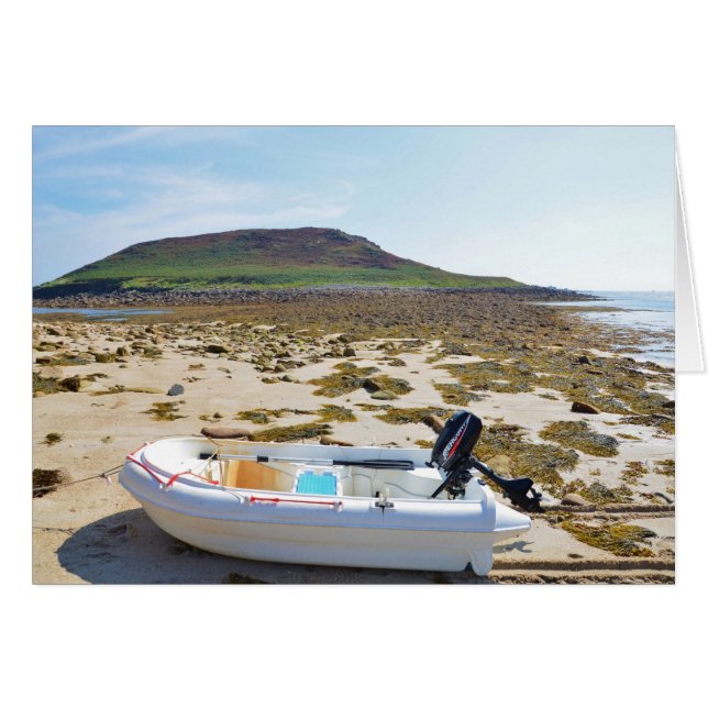 Dinghyn på stranden hälsningskort (Framsidan Horizontal)