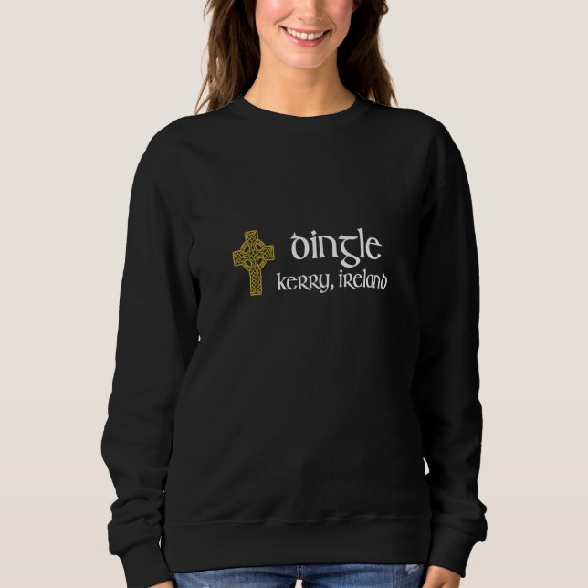 Dingle Co Kerry Celtic Cross Ireland Gaelic & Hurl T Shirt (Framsida)