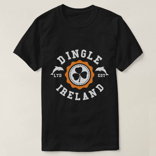 Dingle Kerry Fungi Dolphin Ireland Shamrock Vapens T Shirt (Design framsida)