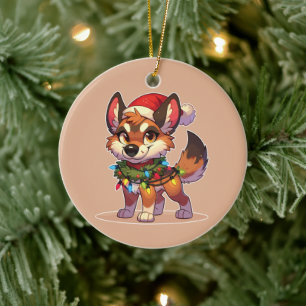 Dingo God jul Winter Animals Cute Dingos Julgransprydnad Keramik