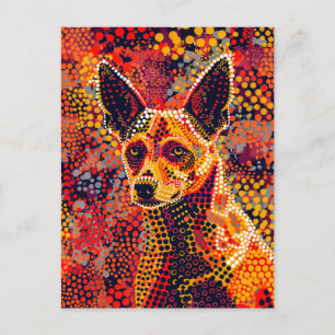 Dingo in Aborigine Dot Art Stil Vykort