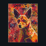 Dingo in Aborigine Dot Art Stil Vykort<br><div class="desc">Slimmad dingo, representerad i vibrant Aboriginal-punktmålning stil, med flytande linjer och jordnära toner för att skildra detta koniska australiska rovdjur.</div>
