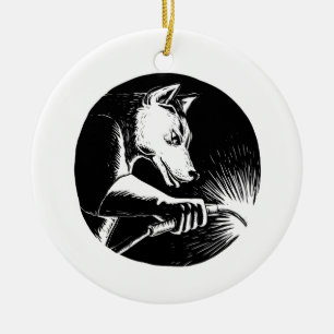 DingohundWelder Scratchboard Julgransprydnad Keramik