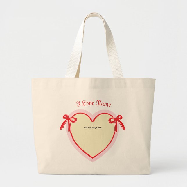 Dingus Bows & Heart Personlig Tote Bag Jumbo Tygkasse (Framsidan)