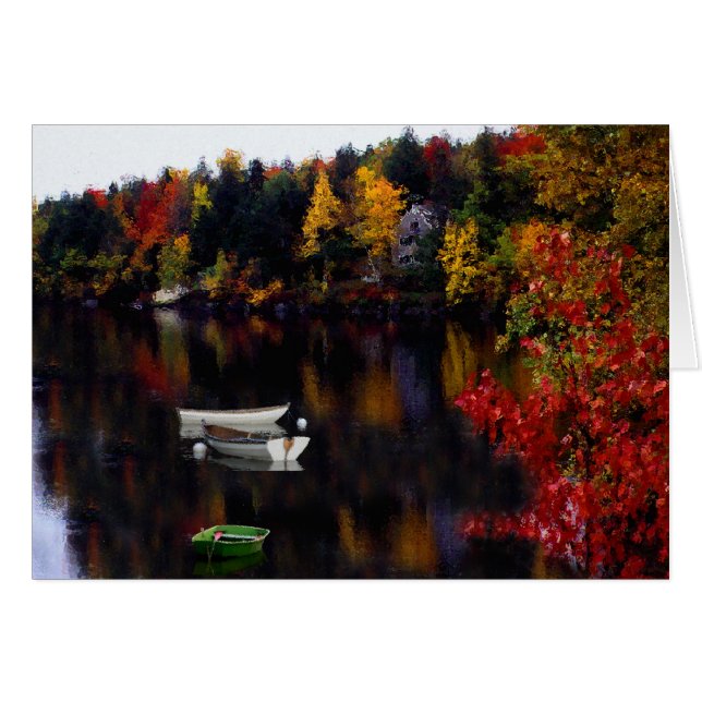 Dingy och roddbåtar på paradis peka, Hebron, NH Hälsningskort (Framsidan Horizontal)