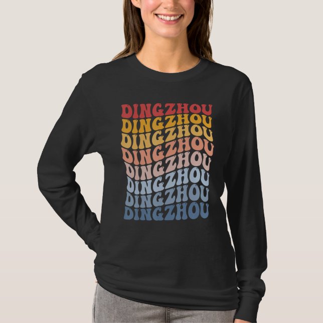 Dingzhou City Groovy Retro T Shirt (Framsida)