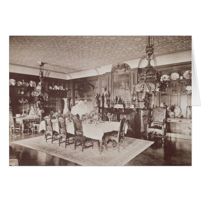 Dining Room, Wickham Hall, Kent, 1897 Hälsningskort (Framsidan Horizontal)