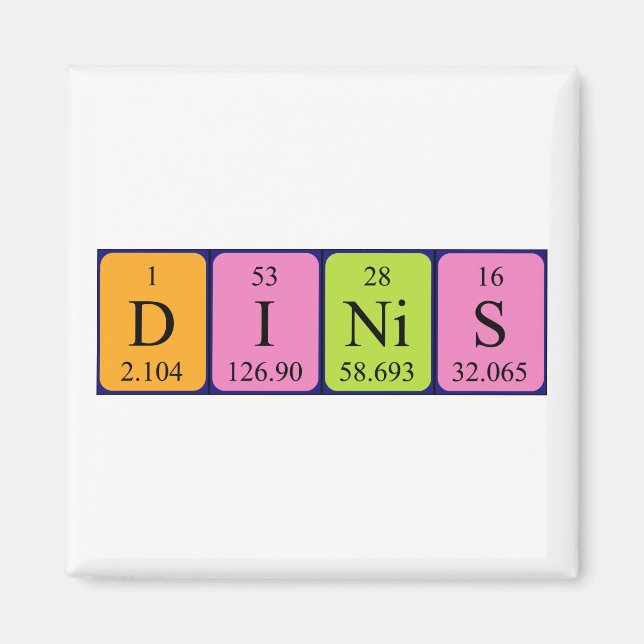 Dinis periodiska magnet bord namn (Framsidan)