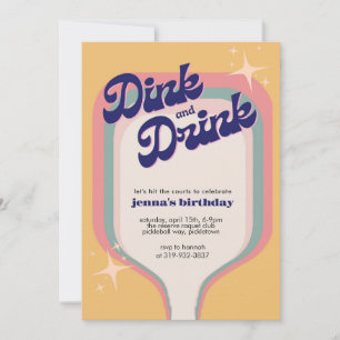 Dink and Drink Pickleball Birthday, Pickle Boll Inbjudningar