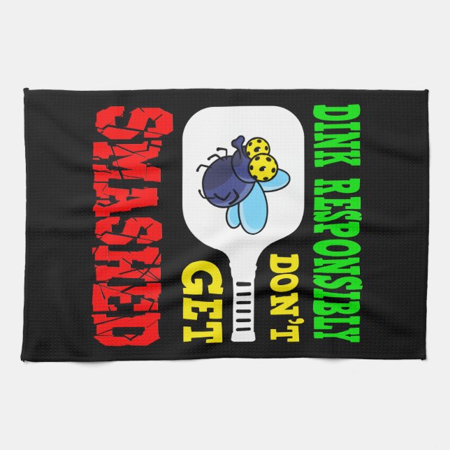 Dink ansvarsfullt - lustig Pickleball Kökshandduk (Horisontell)