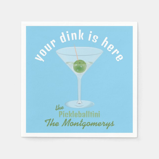 Dink är här Anpassningsbar Pickle Martini - Blue Pappersservett (Framsidan)