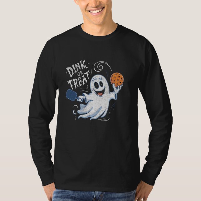 DINK ELLER TREAT COSTUME HALLOWEN PICKLEBALL ÄLSKA T SHIRT (Framsida)