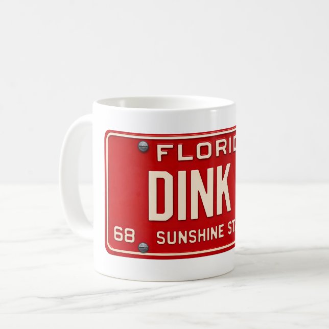 Dink It Pickleball Fan | Retro FL License Plate Kaffemugg (Framsida vänster)