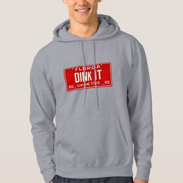 Dink It Pickleball Player Fan Retro License Plate Hoodie (Framsida)