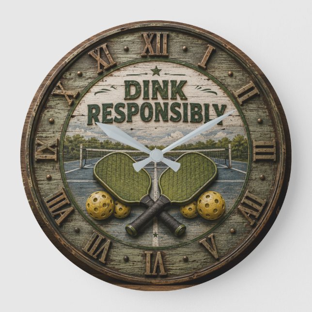 Dink Responsibly Pickleball Paddle  Stor Klocka (Framsida)