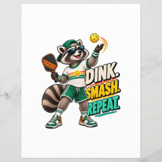 Dink Smash Repeat Raccoon Pickleball Poster Reklamblad