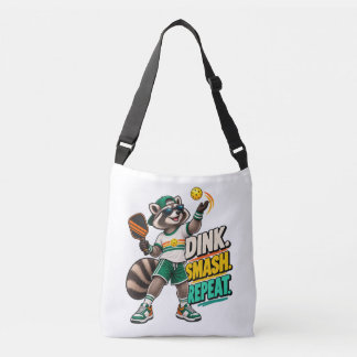 Dink Smash Repeat Raccoon Pickleball Tote Bag Axelväska