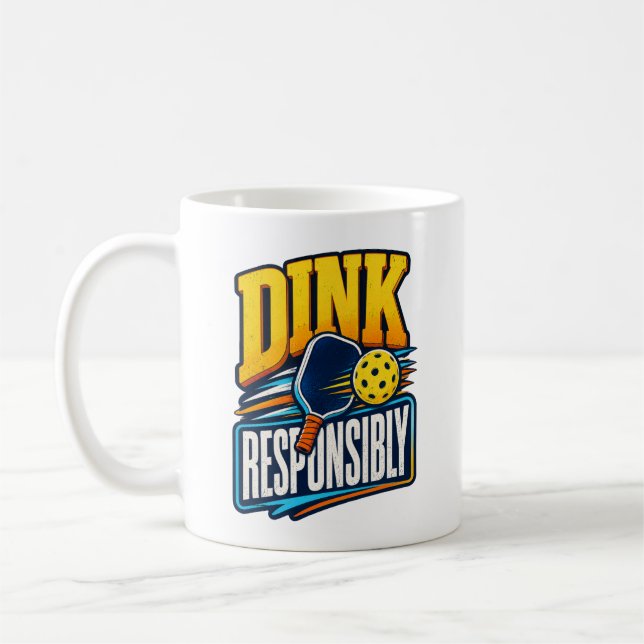 Dinka Ansvarsfullt Retro Pickleball Sport Kaffemugg (Vänster)