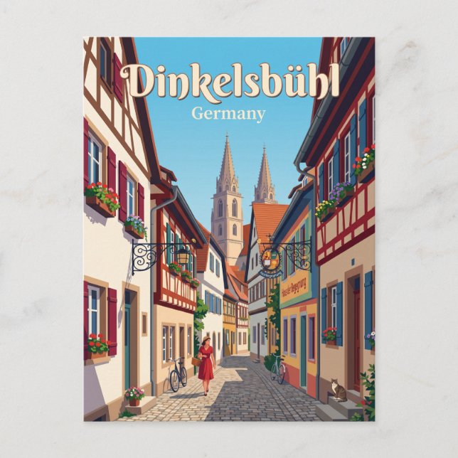 Dinkelsbühl Gamla Stan Gränd Tyskland Vykort (Framsida)