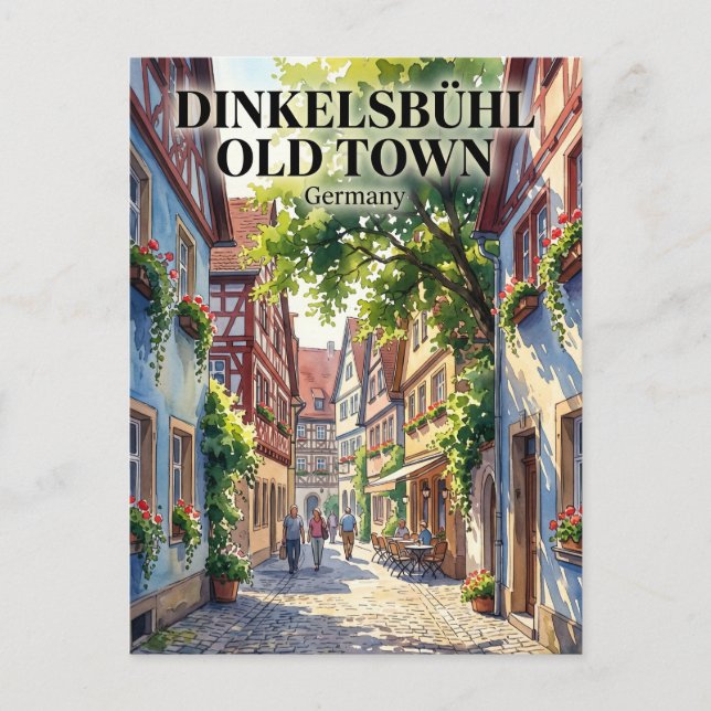 Dinkelsbühl Gamla Stan Gränd Tyskland Vykort (Framsida)