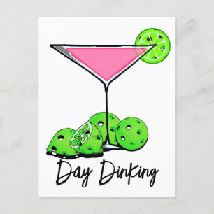 Dinking Cosmo Rosa Cocktail, Pickleball Limes Vykort