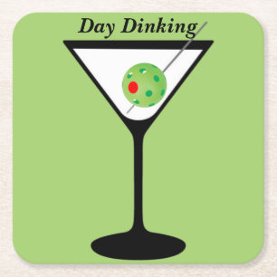 Dinking dag - Pickleball Martini Olive Pickleball Underlägg Papper Kvadrat