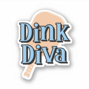 Dinking Diva Pickleball Paddle Orange och Blue Klistermärken