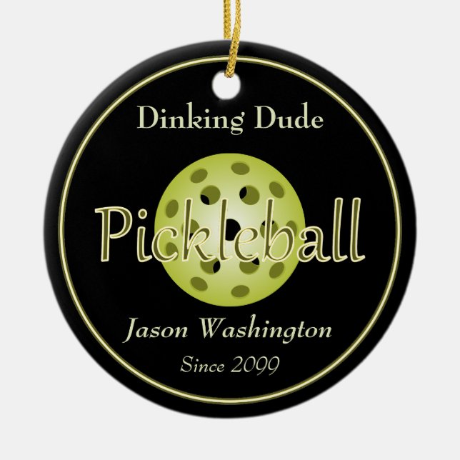 Dinking-killen Guy Pickleball Boll Julgransprydnad Keramik (Framsidan)