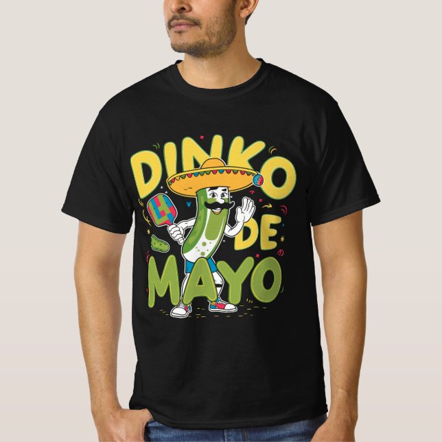 Dinko De Mayo, Funny Cinco De Mayo Pickleball Pic T Shirt (Framsida)