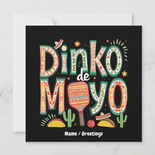 Dinko de Mayo Funny Cinco de Mayo Pickleball Pun Inbjudningar (Framsida)