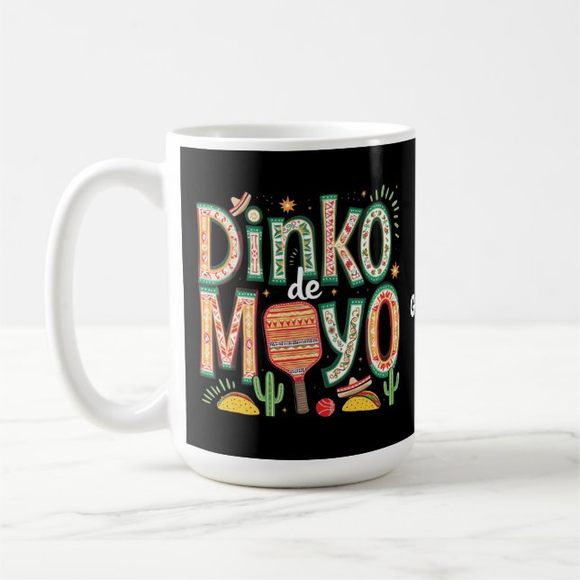 Dinko de Mayo Funny Cinco de Mayo Pickleball Pun Kaffemugg (Vänster)