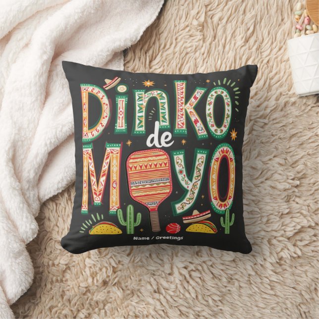 Dinko de Mayo Funny Cinco de Mayo Pickleball Pun Kudde (Filt)