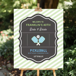 Dinks and Drinks Green & Blue Pickleball Välkomsth Poster