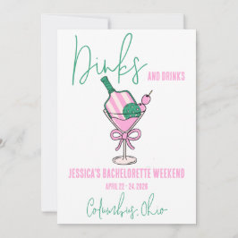 Dinks and Drinks, Pickleball Bachelorette Party Inbjudningar
