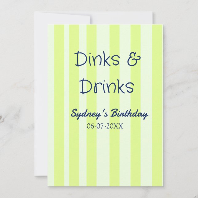 dinks & drink födelsedagsnamn datum grönrandig inbjudningar (Framsida)