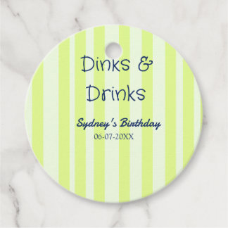 dinks & drinks grön randig födelsedagsnamn datum gåvor etiketter