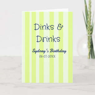 dinks & drinks grön randig födelsedagsnamn datum kort