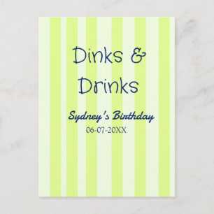 dinks & drinks grön randig födelsedagsnamn datum vykort