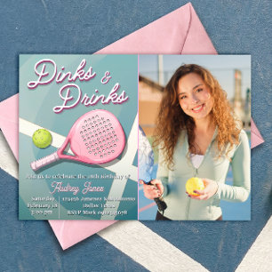 Dinks och drycker - Pickleball födelsedagsfest med Inbjudningar