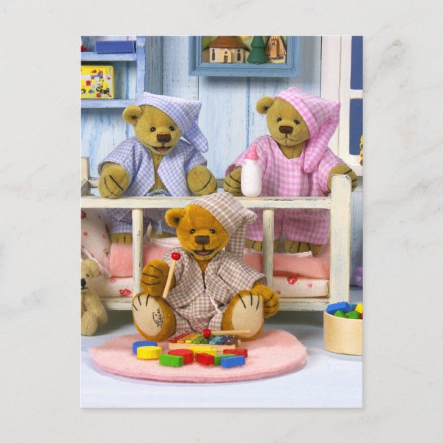 Dinky Björnar Pyjamasparty Vykort (Framsida)