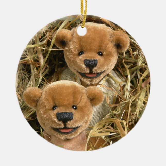Dinky björnbondeungar julgransprydnad keramik (Framsidan)