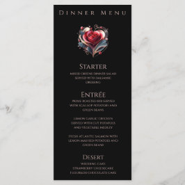 Dinner and Bar Menu-Modern Heart Shaped Rose Meny