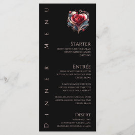 Dinner and Bar Menu-Modern Heart Shaped Rose Meny