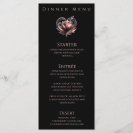 Dinner and Bar Menu-Modern Rose with a Heart Meny