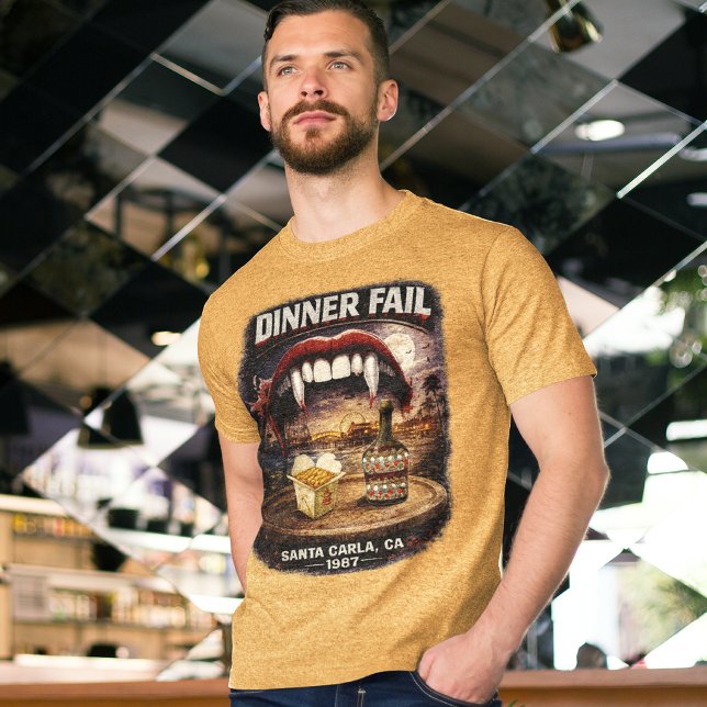 Dinner Fail Mäns Bella+Canvas Mörk T Shirt (Takeout sounded like a good idea… until it wasn’t.)