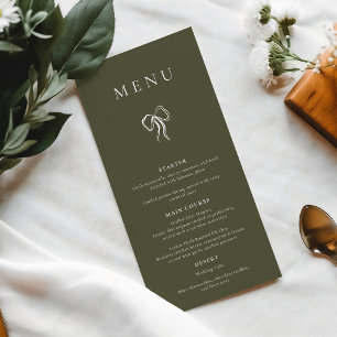 Dinner för den moderna Eleganten Oliv grönt Bröllo Meny