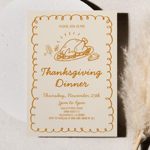 Dinner för den visemiska Thanksgivingen Hand plock Inbjudningar
