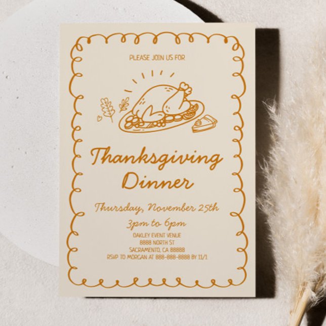 Dinner för den visemiska Thanksgivingen Hand plock Inbjudningar (Skapare uppladdad)