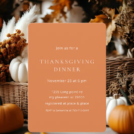Dinner för minimalistisk Pumpkin-Orange-Thanksgivi Inbjudningar