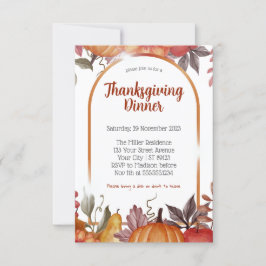 Dinner för modern Blommigt Pumpkin-Thanksgiving Inbjudningar